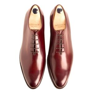 NWT Calf Leather Burgundy Whole Cut Oxfords with matching belt